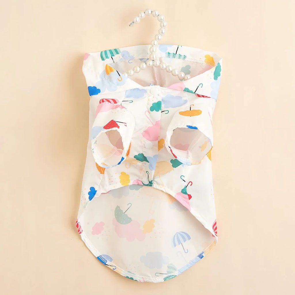 Cartoon umbrella pattern polyester pet raincoat for dogs and cats in sizes XS to XL