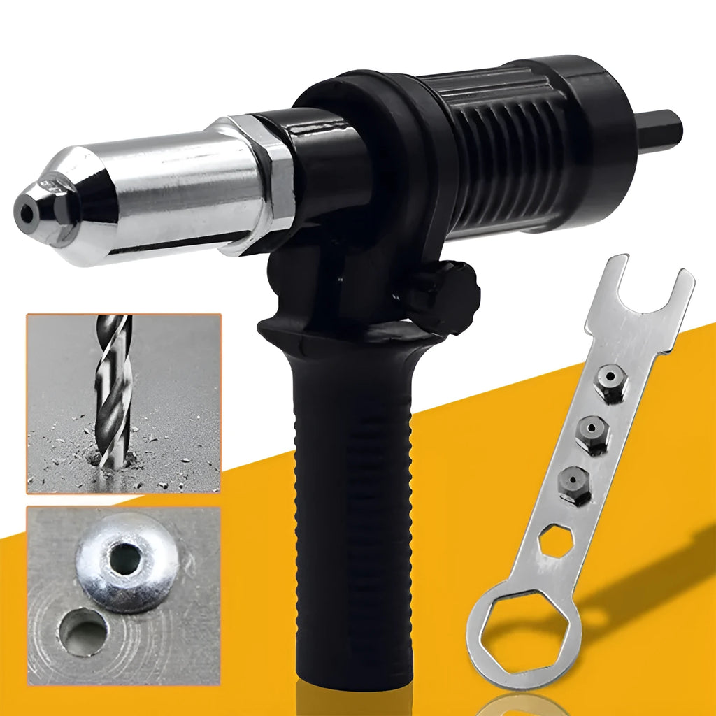 Black metal electric drill rivet gun attachment with 173mm length for aluminium and automotive applications