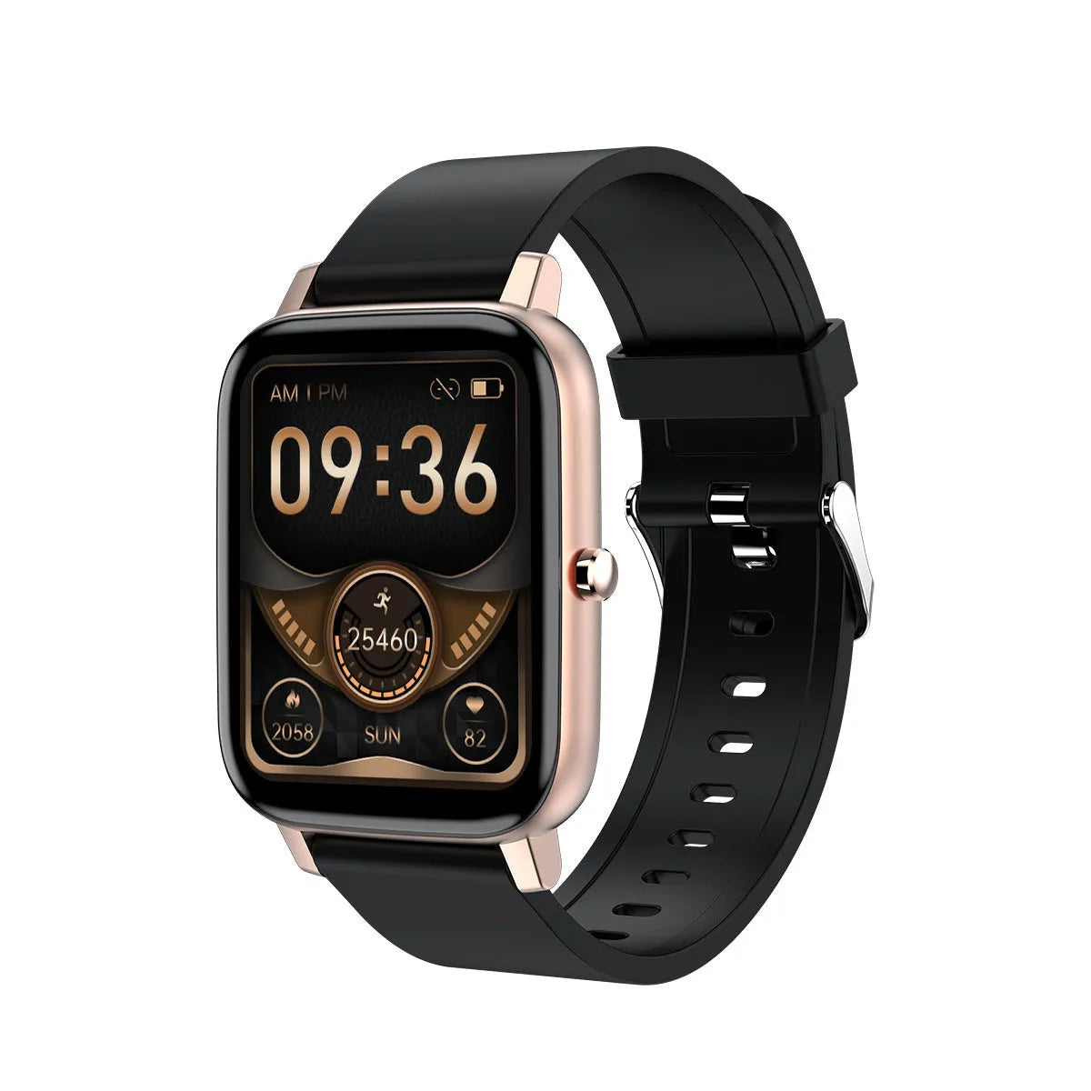 H80 black sports smart watch with silicone strap showing ECG and blood oxygen monitoring on screen
