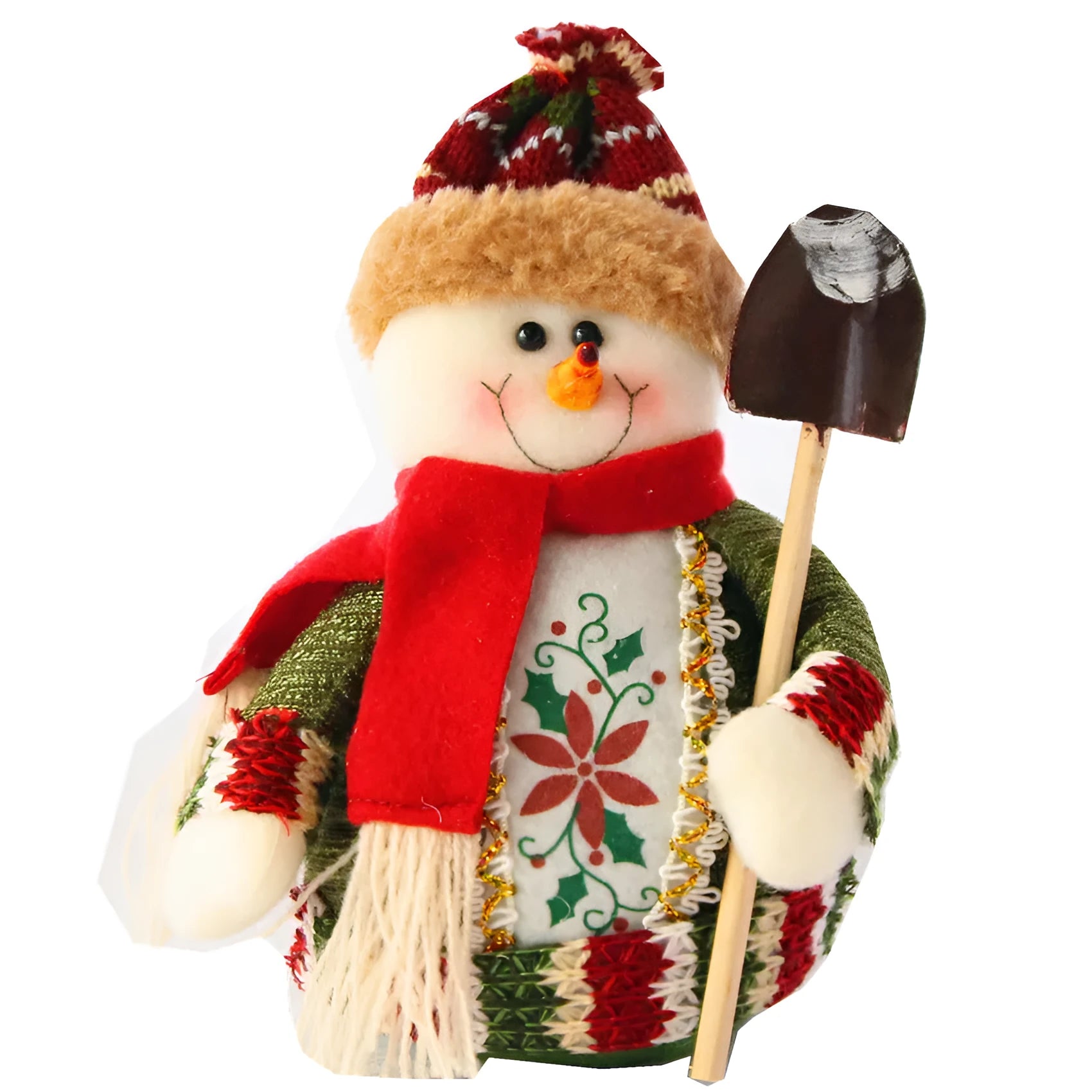 Flannel Christmas snowman decoration set measuring 18x13cm in red green white colours