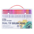 Set of 100 dual-tip watercolour brush pens with blendable ink for art and calligraphy.