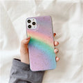 Rainbow gradient striped TPU phone case for iPhone with Japanese and Korean style design elements
