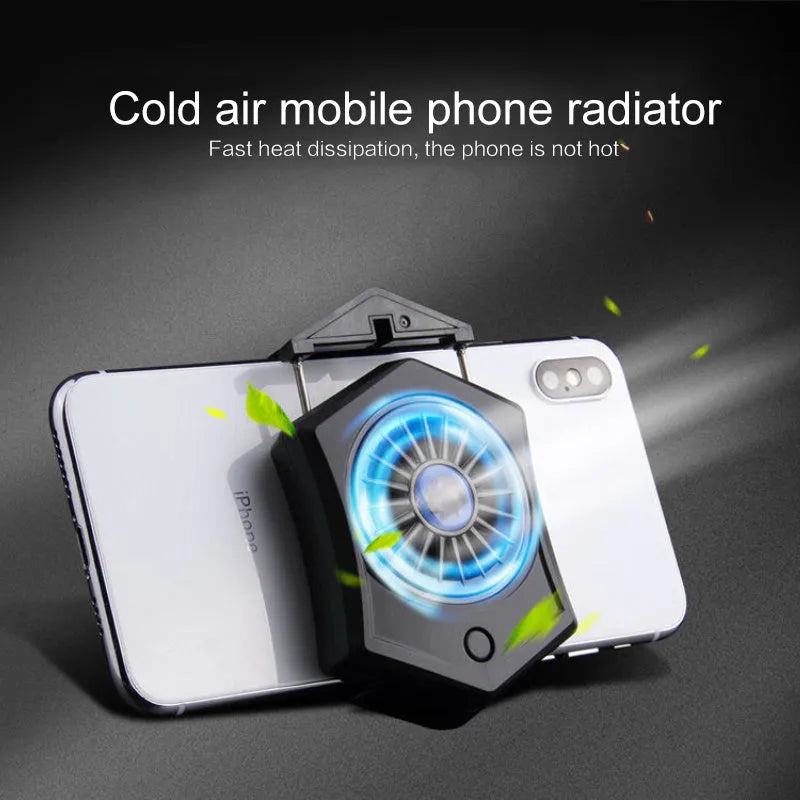 Black mobile phone radiator cooling fan with USB connector for smartphone temperature management