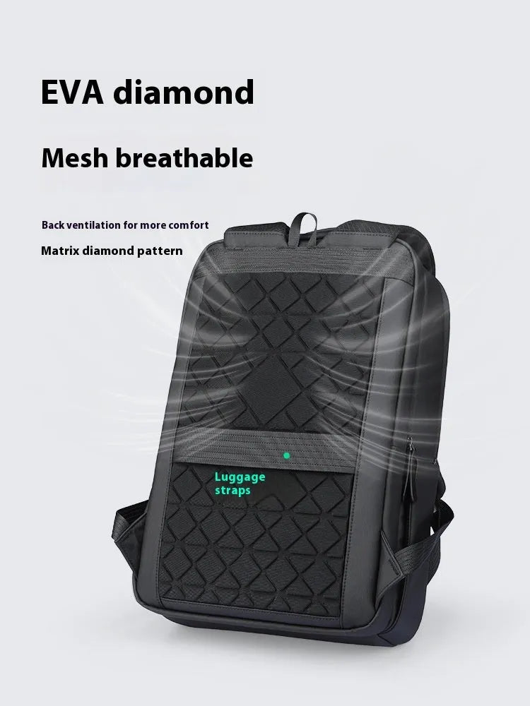 Graphite grey USB charging business backpack with Oxford cloth exterior and visible stitching