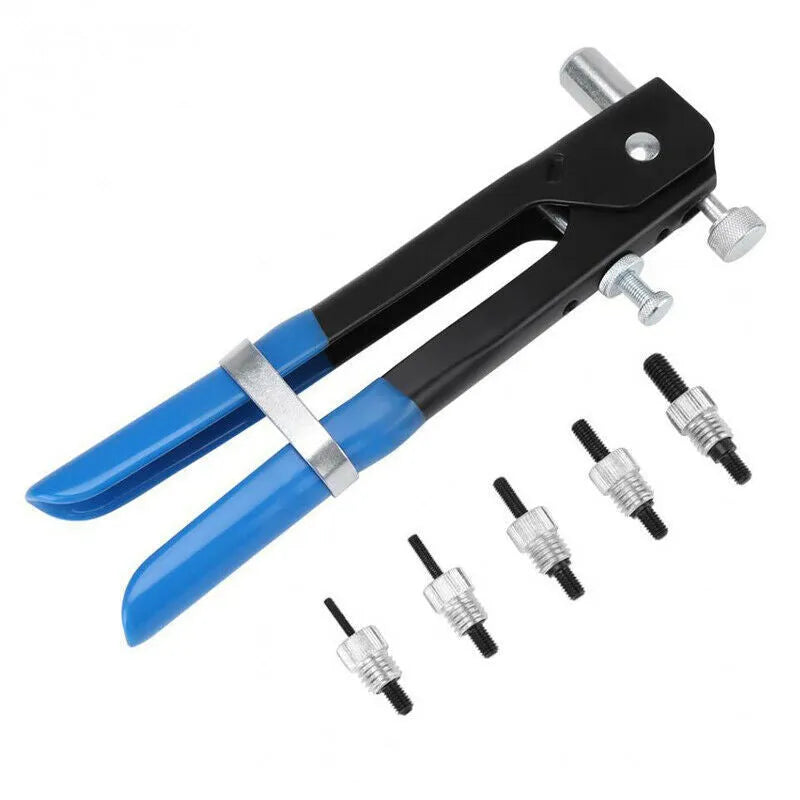 Manual alloy steel riveter nut gun set with stainless steel mandrels from 86pc or 106pc kit