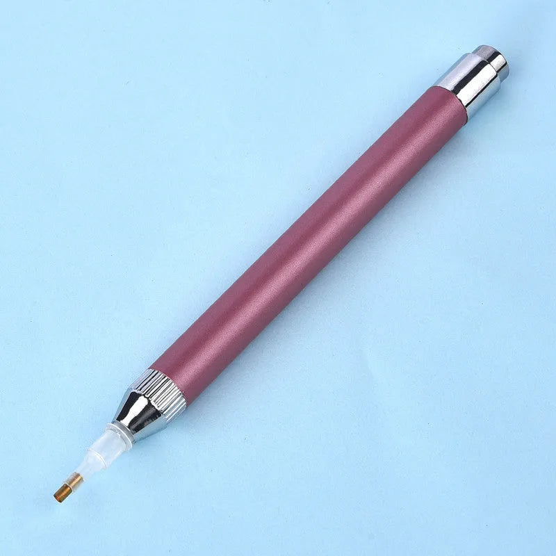 Aluminium alloy luminous single-head drill pen for diamond painting in blue, gold, or red colour