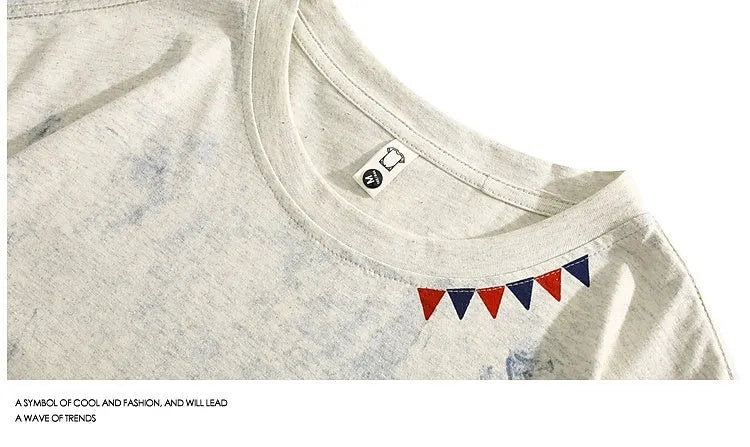Grey tie dye printed men's loose fit cotton T-shirt with short sleeves and round neck collar