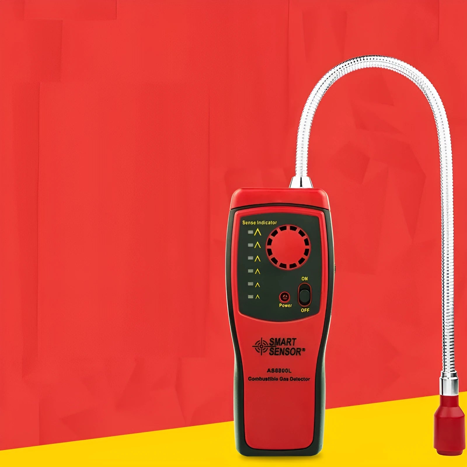 AS8800L portable flammable gas detector with LED indicator lights showing gas concentration levels