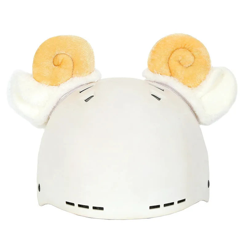 Cartoon character plush fabric helmet ear decoration cover for medium-sized helmets.