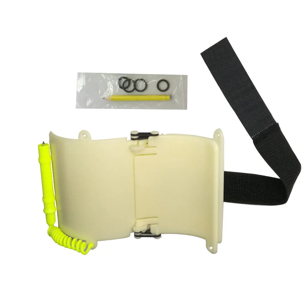 White luminous ABS underwater writing wrist board with pencil for scuba diving communication