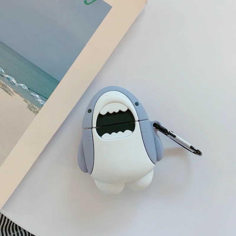 Silicone protective case for Apple AirPods 1 and 2 with a shark fin design.