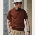Retro slim-fit cotton short-sleeved t-shirt in dark brown colour