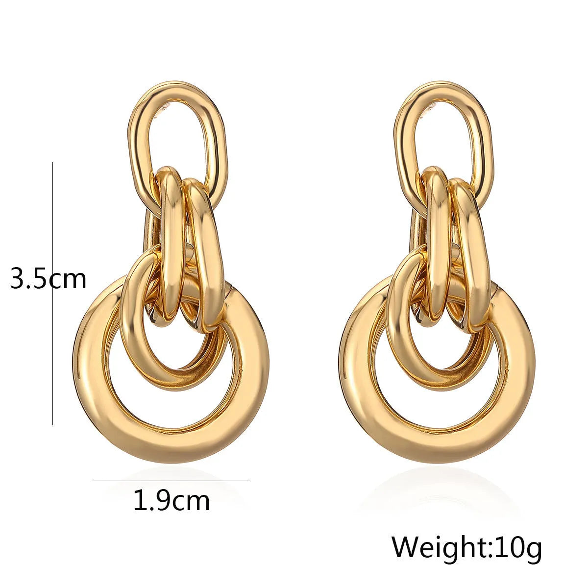 Geometric copper earrings with irregular shape in gold colour options 44093 and 44094