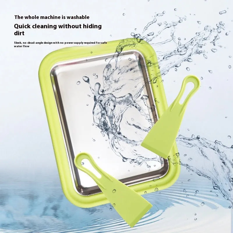 Manual fried yogurt machine for DIY ice cream making in green, pink, white, or rose red.