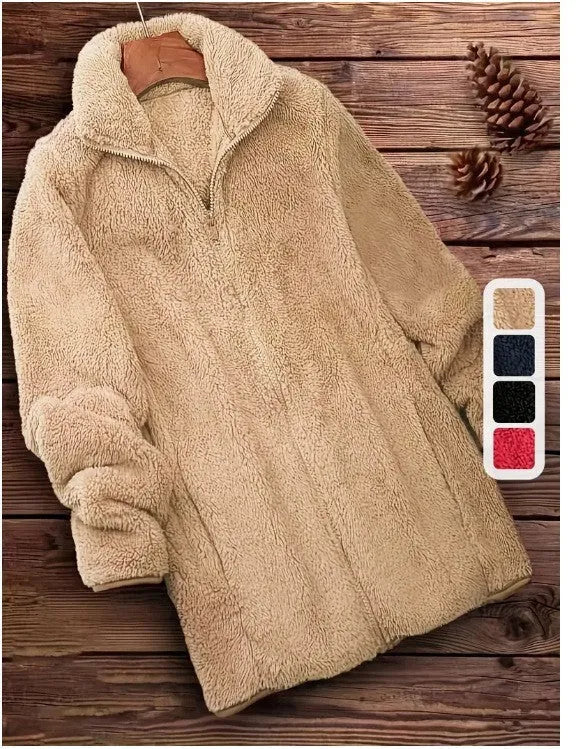 Double-sided fleece outdoor coat in polyester available in three colours with Asian sizing