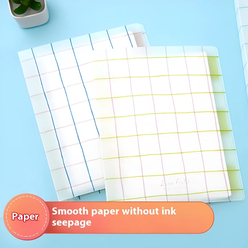 Loose spiral notebook with PP cover in pastel cookie design showing A5 and B5 size options