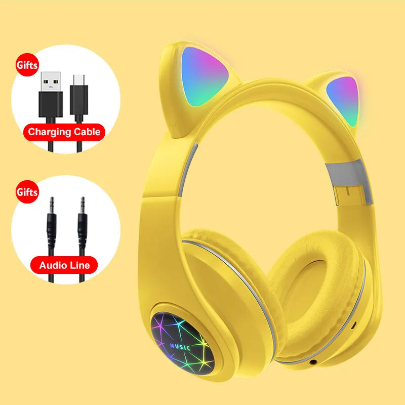 Cat ear wireless Bluetooth sports headset in six colour options with head-mounted design