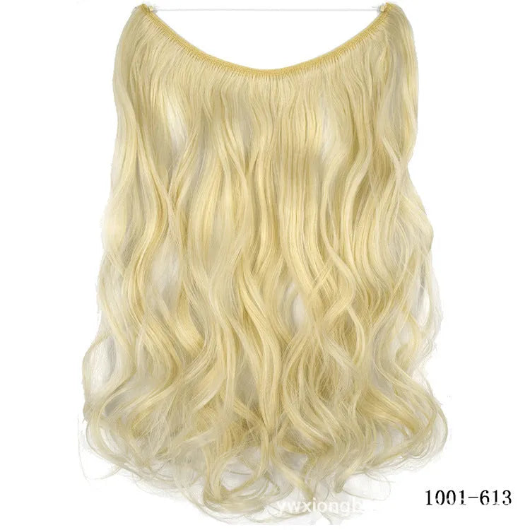 22 inch invisible wire hair extension, silky straight synthetic, 55cm long, 80g, no clips