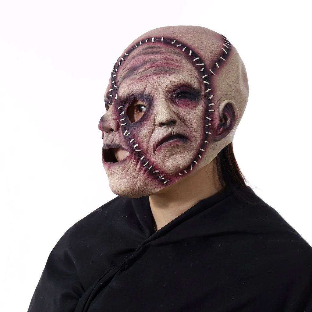 Three-sided grimace horror mask made from natural latex for adult Halloween and costume events