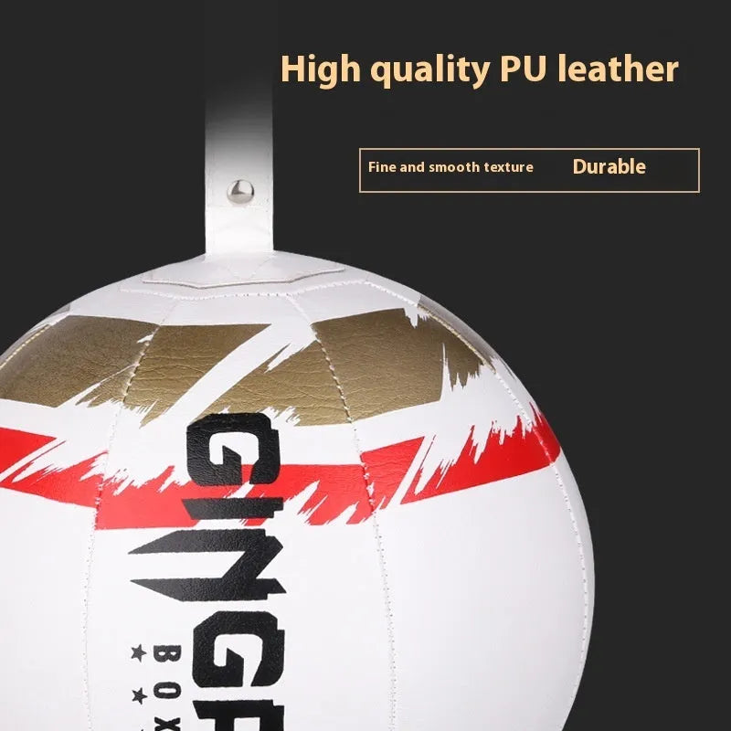 Black hanging boxing speed ball for reaction and dodge training with durable PU construction