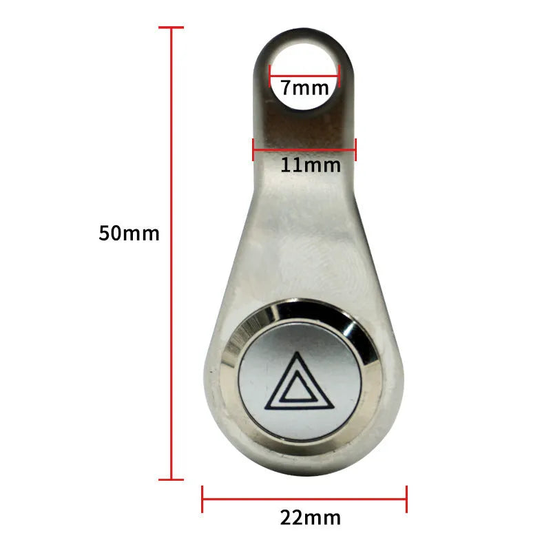 Black stainless steel motorcycle switch with metal button and illuminated light ring for double flash control