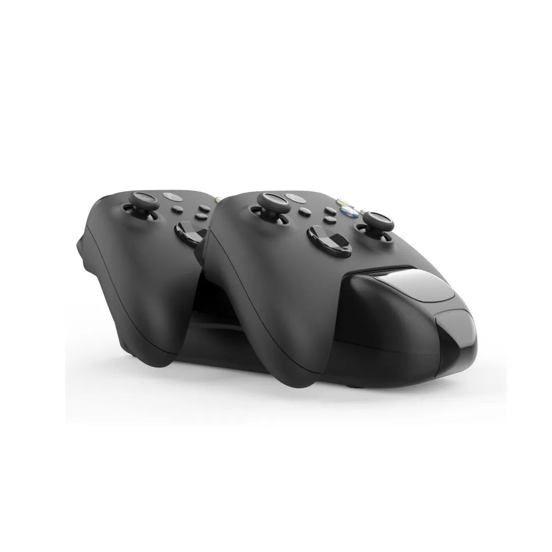 Black Xbox Series X dual controller charging station with LED lights and Type-C cable