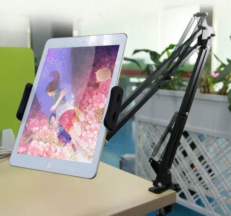 Adjustable phone tablet stand with 10cm base in black or white colour