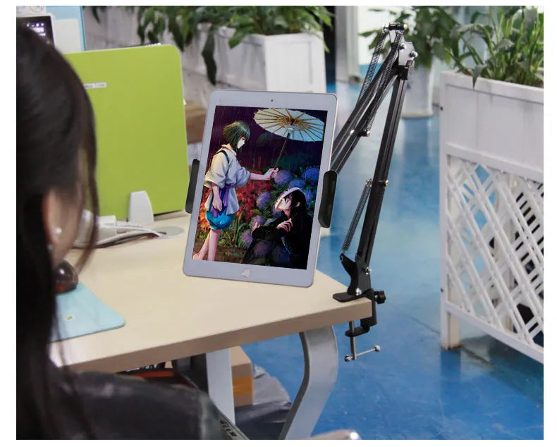 Adjustable phone tablet stand with 10cm base in black or white colour