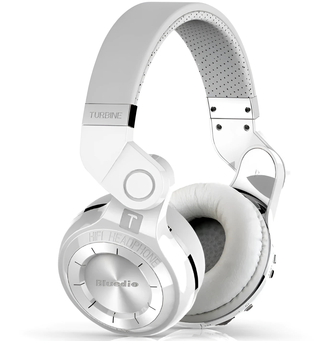 Bluetooth 4.1 headset with folding metal design, available in black and white colour options