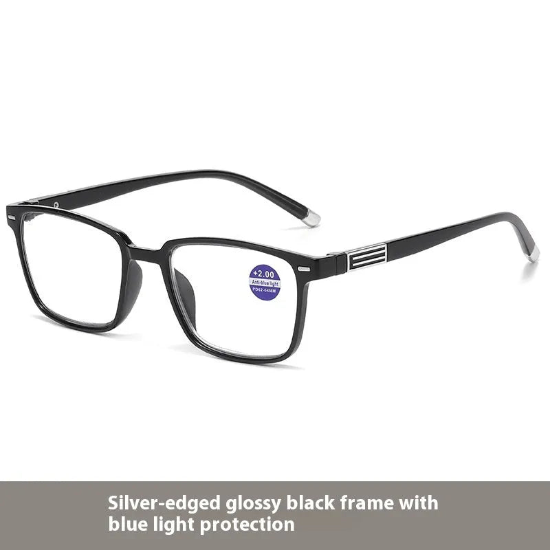 Multifocal reading glasses with anti blue light and colour-changing lenses in various frame colours
