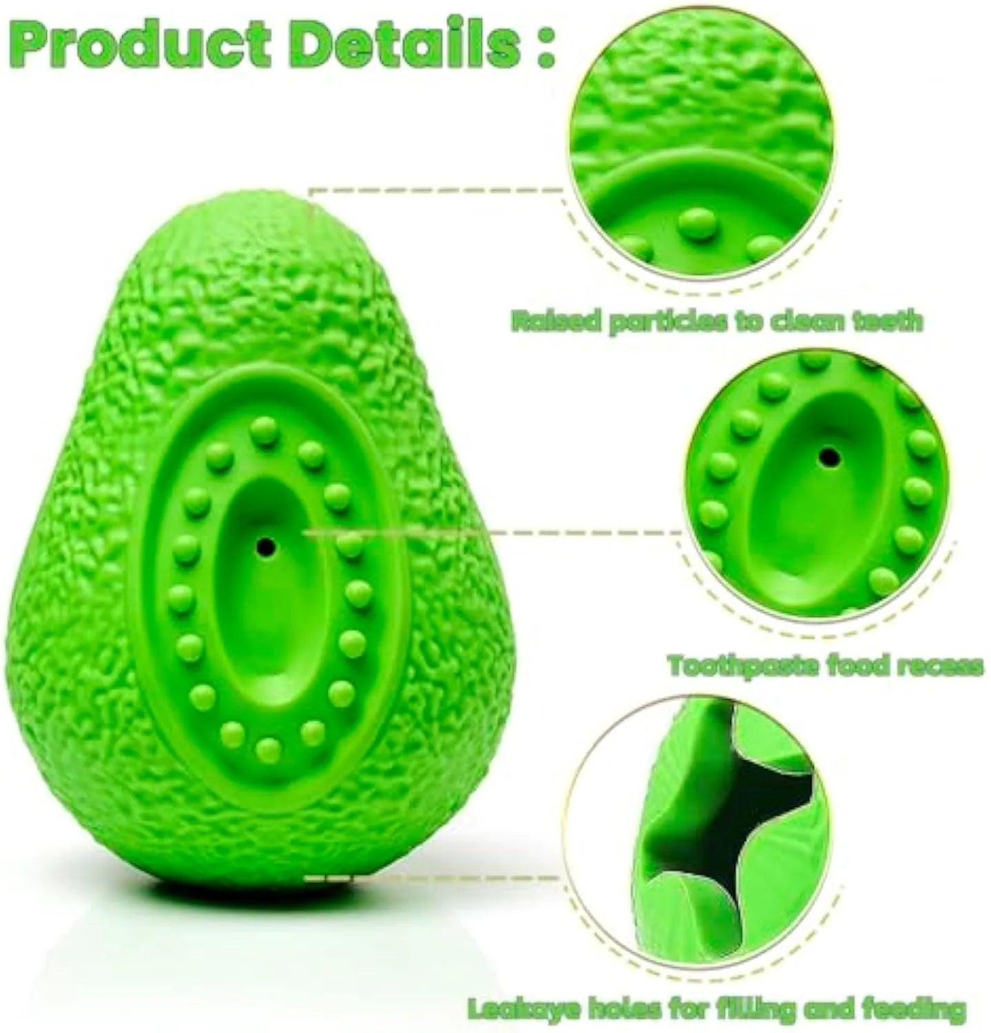 Green natural rubber dog chew toy with textured surface and hollow centre for aggressive chewers