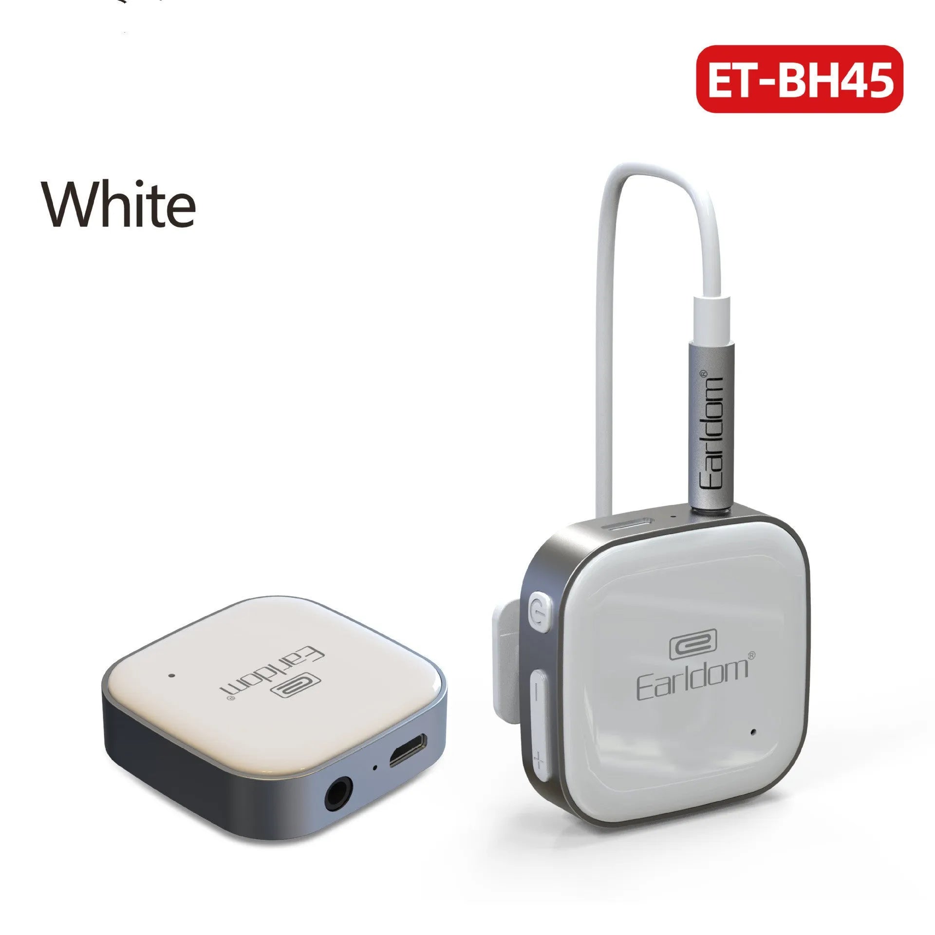 Bluetooth audio receiver for running headphones with lavalier microphone support in black, grey, and red colours