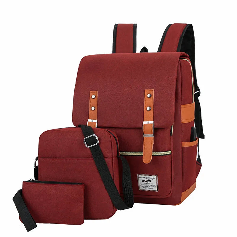 Three-piece business backpack in Oxford cloth with curved shoulder straps, waterproof design for business travel