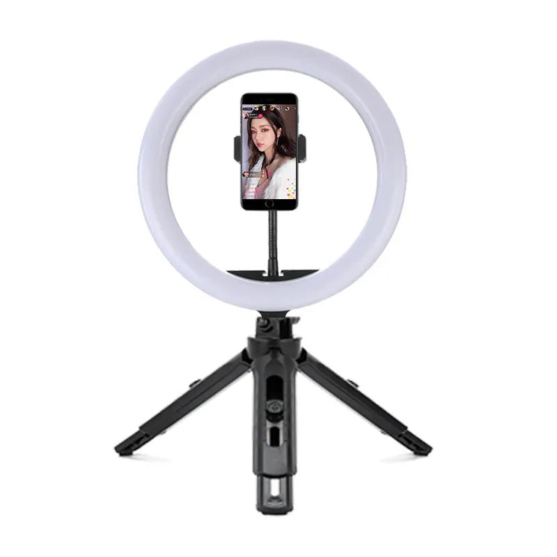 10-inch circular ring selfie light with adjustable metal bracket for smartphone photography
