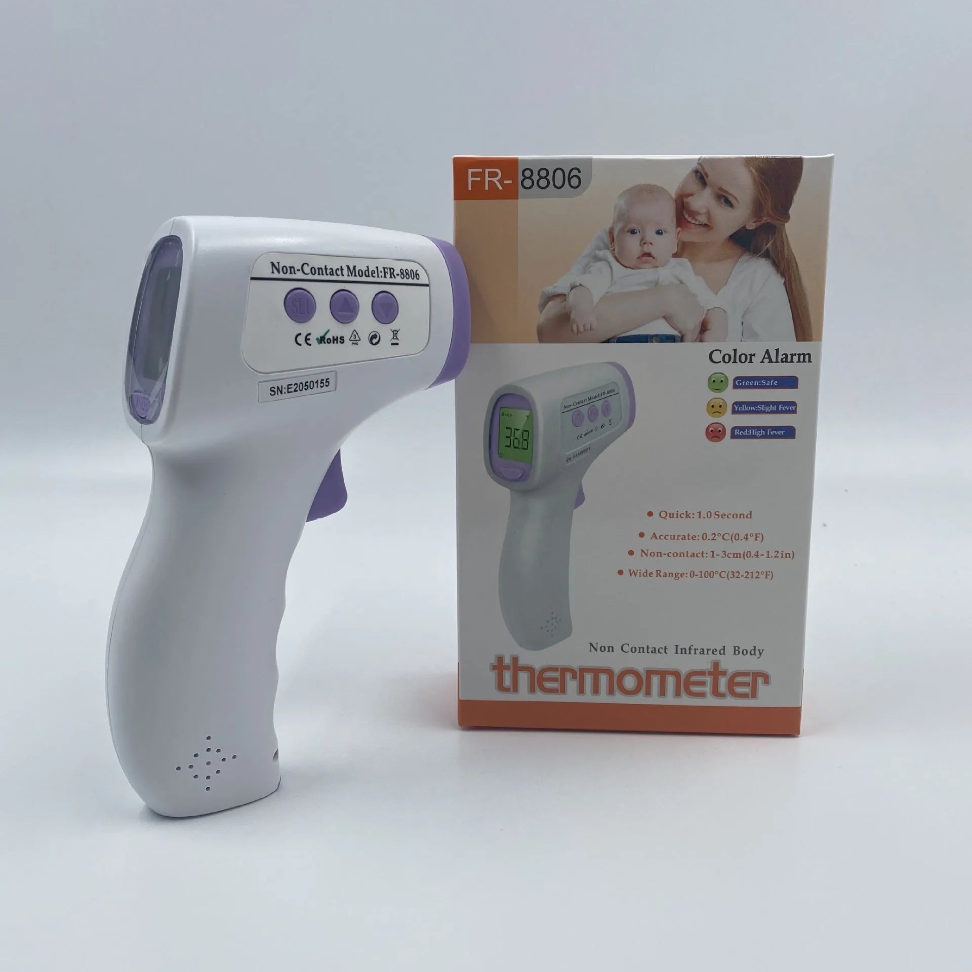 White digital infrared thermometer for non-contact temperature measurement