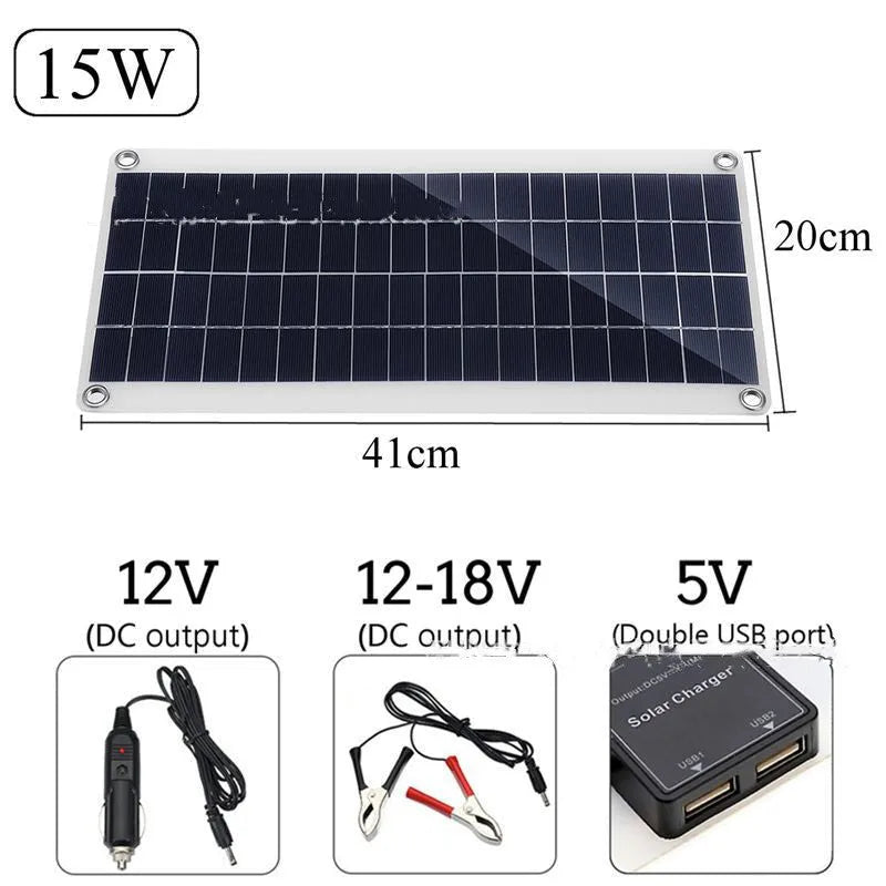 Polysilicon solar panel with dual USB ports for outdoor device charging