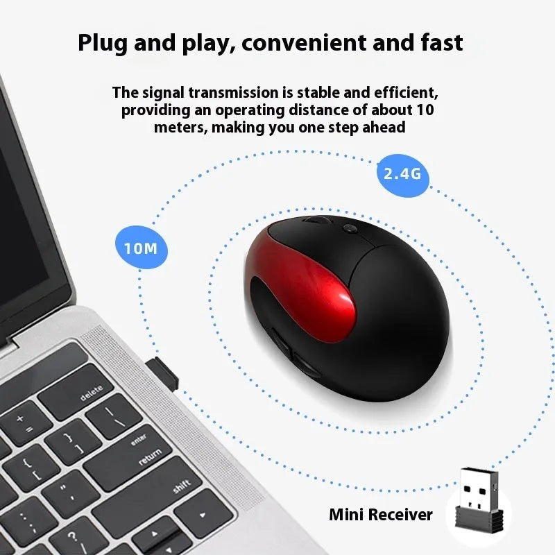 Vertical wireless charging ergonomic mouse in multiple colours including black, blue, purple, red and gray