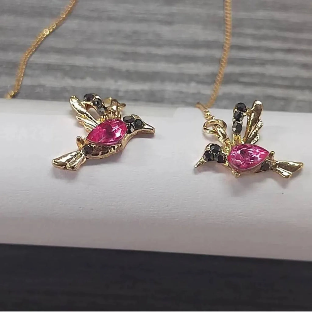Bird hanging long drop earrings with mixed zirconium wings in blue, red, and red lvzuan colour options