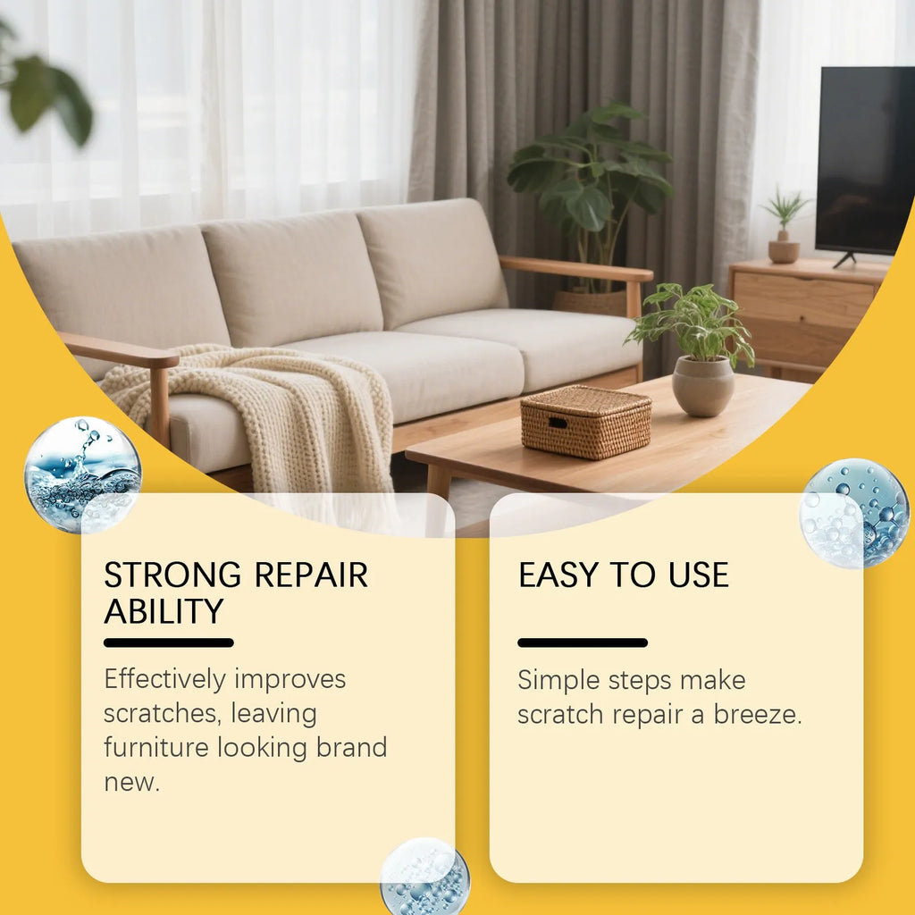 Wood furniture scratch care agent in 100ml bottle with 20x20cm application cloth for surface maintenance
