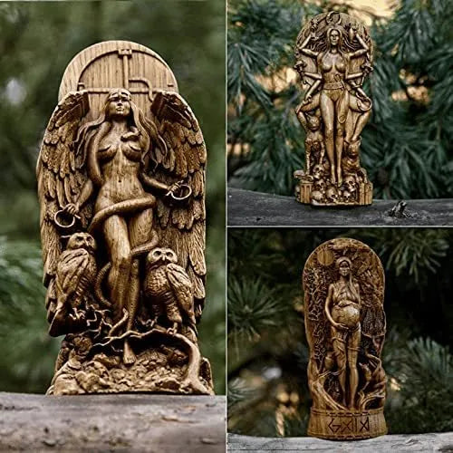 Detailed resin Greek goddess statue on a 9x3 cm base, standing 22 cm tall in a hand-painted finish.