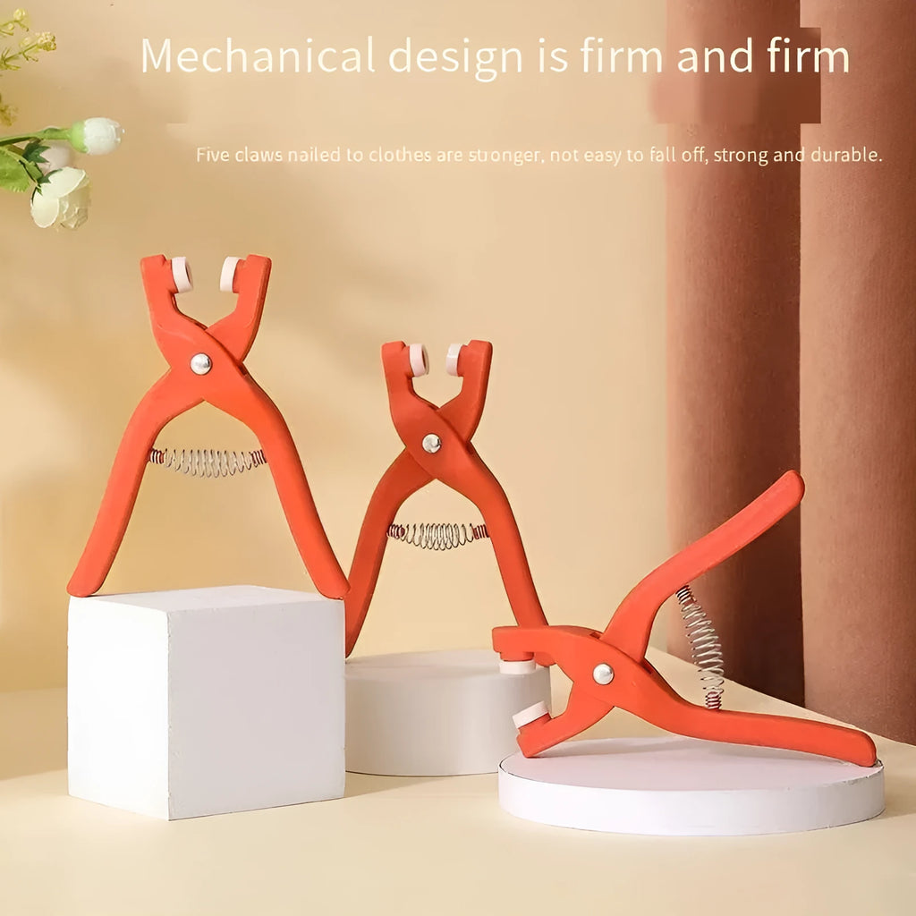 Five claw no-sew stainless steel button for children's clothing measuring 9.5mm with application pliers