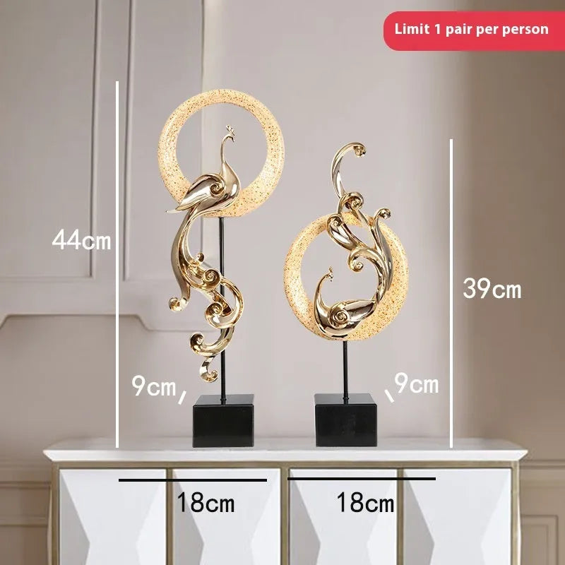 European style synthetic resin phoenix ornament in a choice of festive red, elegant silver, or rose gold colour.