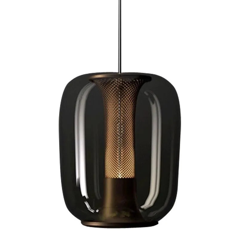 Nordic minimalist chandelier in clear, cognac or smoky grey colour 16cm diameter