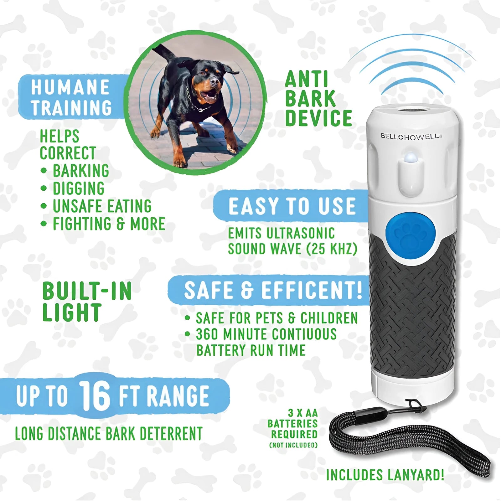 White ABS plastic ultrasonic dog training device for bark control