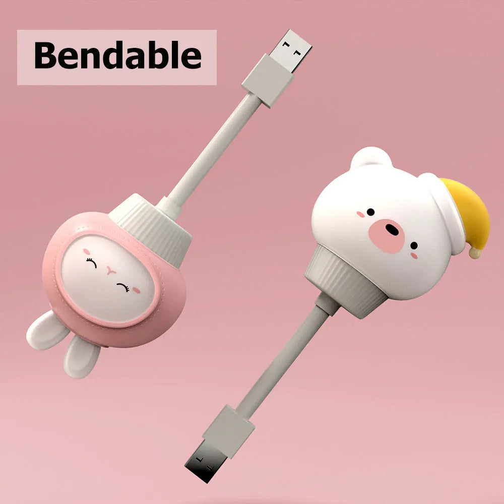 USB portable LED night light in cartoon animal design with adjustable brightness and remote control