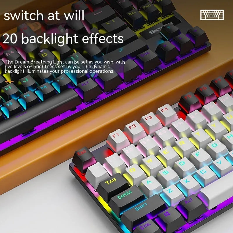 K87 mechanical wired keyboard with metal frame, shown in one of eight available colour and switch combinations.