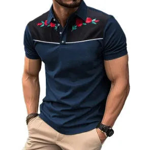 Men's short sleeve mesh polo shirt with zipper detail in picture colour for summer sports wear