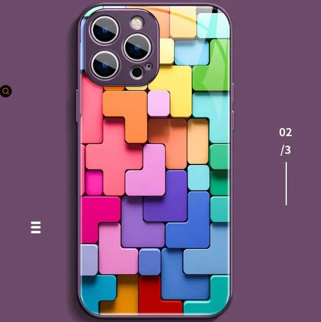 Colourful geometric building block pattern silicone iPhone case back cover for iPhone models