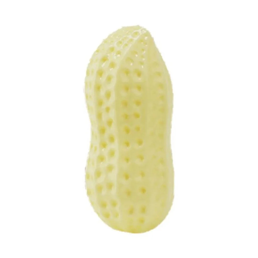 Yellow rubber and vinyl dog toy for small dogs, elastic chew toy with sound for teeth cleaning and boredom relief