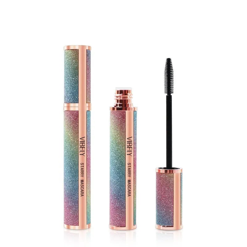 Black waterproof mascara tube with 4D curling wand for long, thick lashes
